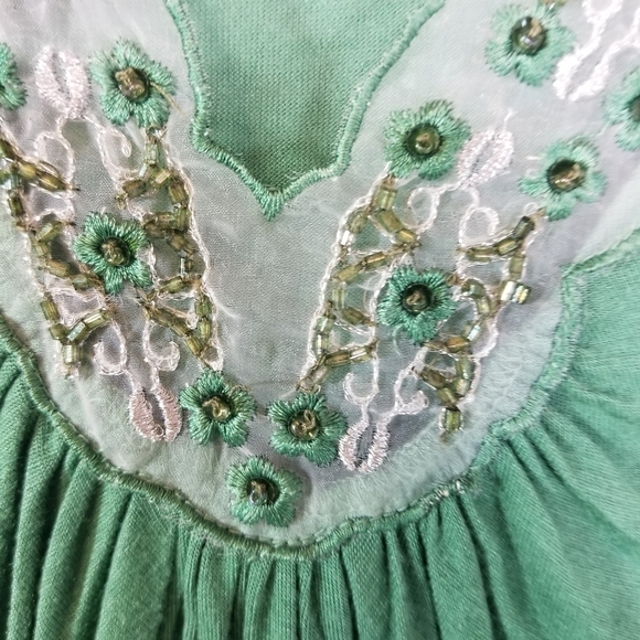 Vtg 90s y2k grunge green beaded sleeveless top new - Picture 4 of 8